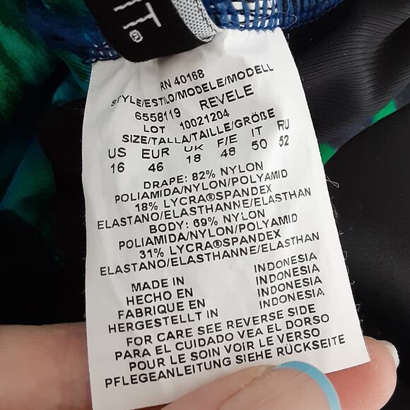 MiracleSuit Rock Solid Revele Underwire One Piece Swimsuit & Sheer Sarong Sz 16 - Picture 14 of 15